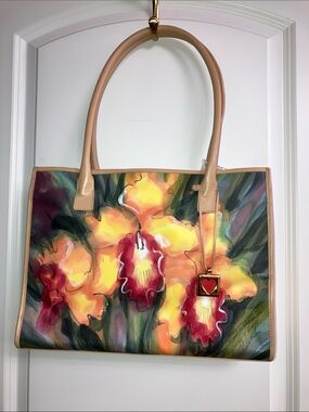 Sharif Studio Floral signed Leather-Hand painted New